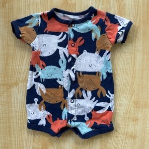 Carter’s Baby Crabs Snap Up Short Sleeve Romper in Navy - Size 3 Months
